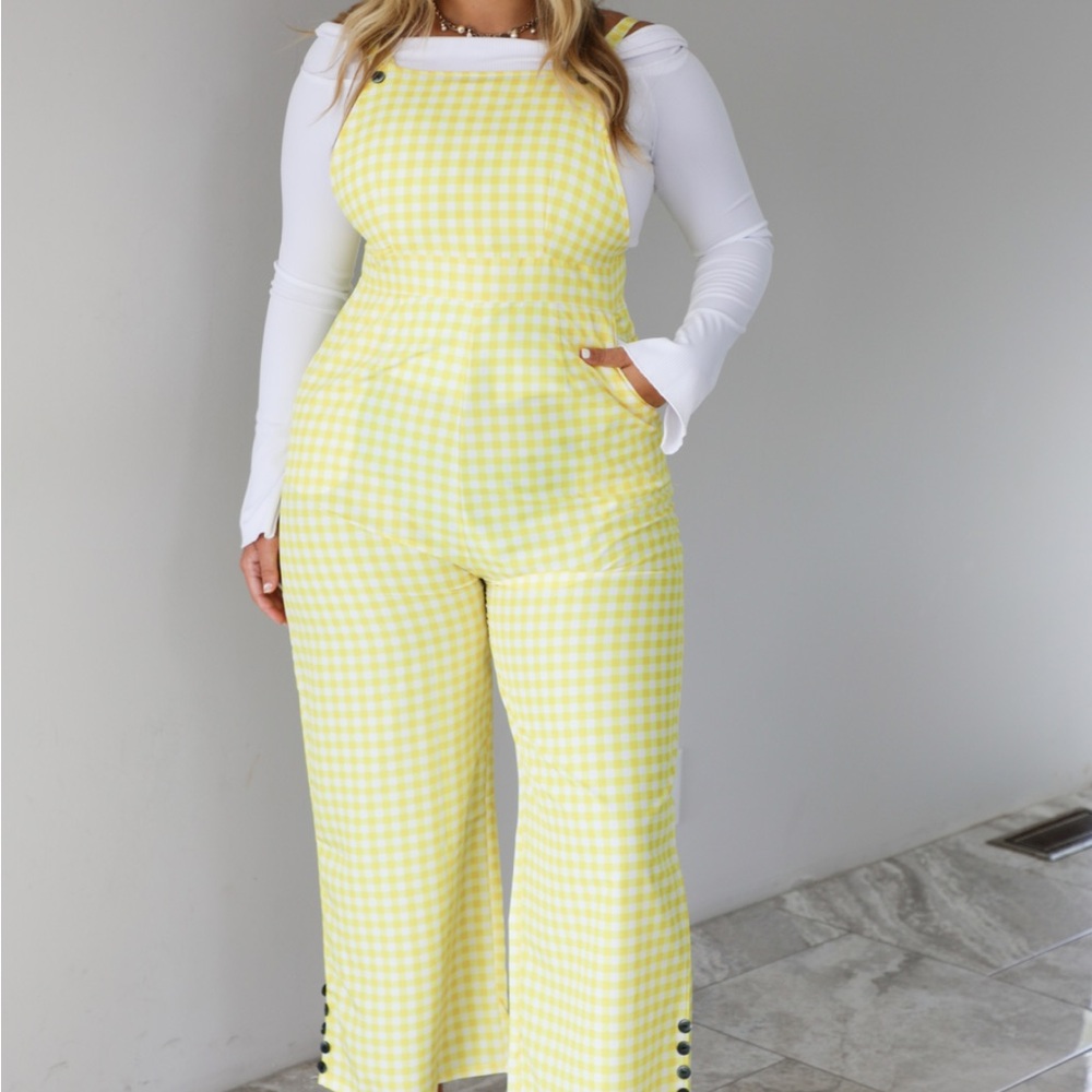 Yellow Gingham Women's Jumpsuit